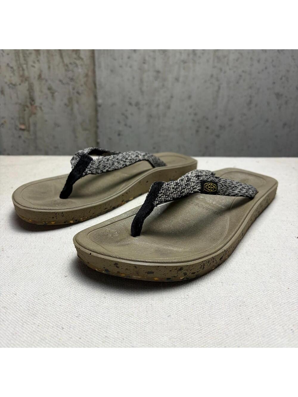 Keen Harvest Luftcell Webbing Strap Flip Flop Sandals Womens 6 Brown
